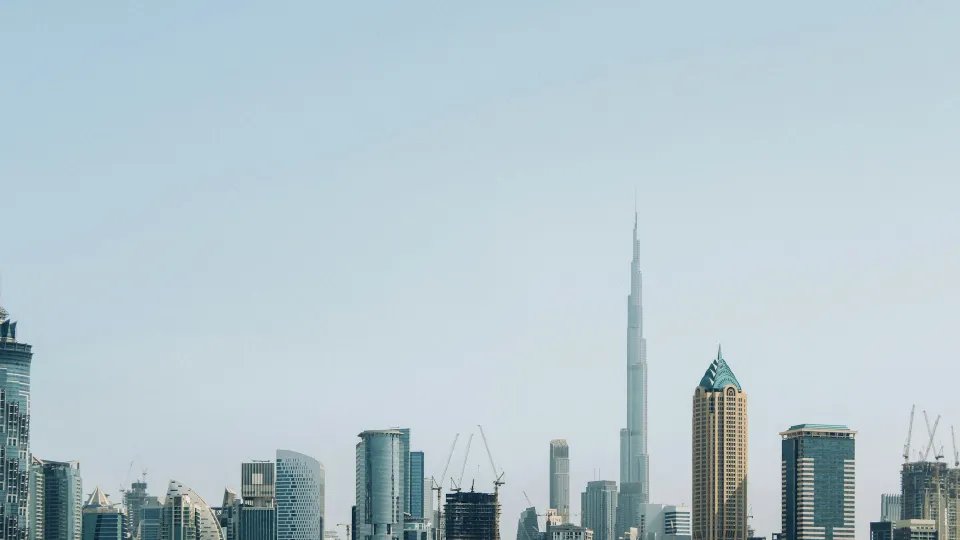 Modern skyscrapers on a clear day in Dubai